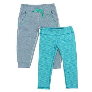 Vigoss Girls 2 Piece Yoga and Pant Set, Teal-Grey